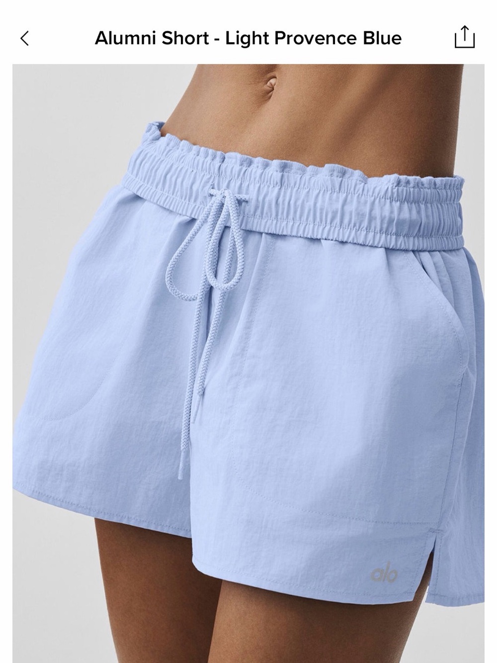 NWT Alo Alumni Short - Light Provence Blue